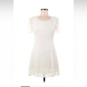 Nasty Gal white short sleeve mini dress with deep v back, sz S